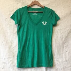 True Religion Green V-Neck T-Shirt
